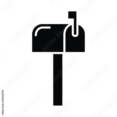 Black silhouette of a mailbox on a white background
