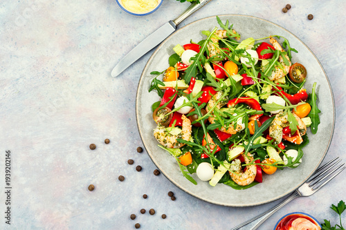 Wallpaper Mural Seafood salad with juicy prawns Torontodigital.ca