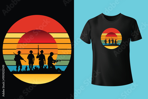 Fully editable vector illustration (Editable AI) and EPS outline Ultimate Soldier Courageous T shirt design an image suitable for t-shirt graphic, poster or print design, the package is 4500x5400px