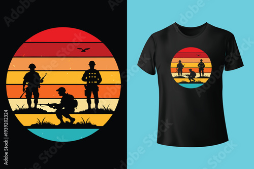 Fully editable vector illustration (Editable AI) and EPS outline Ultimate Soldier Courageous T shirt design an image suitable for t-shirt graphic, poster or print design, the package is 4500x5400px