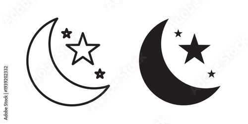 Moon stars icon vector illustration designs pack. EPS10