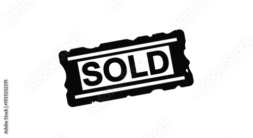Black stamp displaying the word sold in bold lettering silhouette