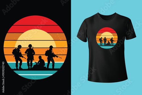 Fully editable vector illustration (Editable AI) and EPS outline Ultimate Soldier Courageous T shirt design an image suitable for t-shirt graphic, poster or print design, the package is 4500x5400px