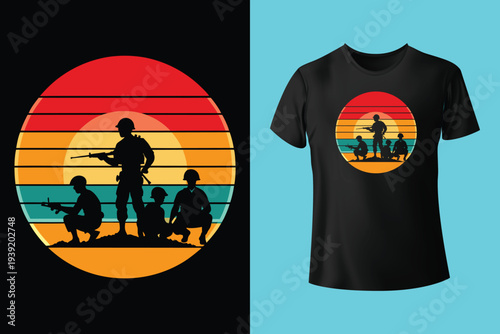 Fully editable vector illustration (Editable AI) and EPS outline Ultimate Soldier Courageous T shirt design an image suitable for t-shirt graphic, poster or print design, the package is 4500x5400px