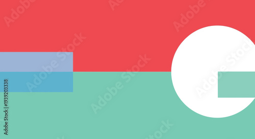 Abstract geometric shapes in red teal and blue a striking silhouette