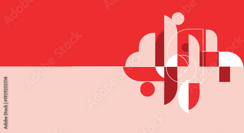 Abstract geometric shapes in red and white a striking silhouette