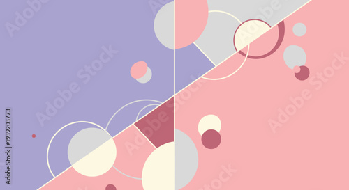 Abstract geometric composition with overlapping circles and diagonal division silhouette