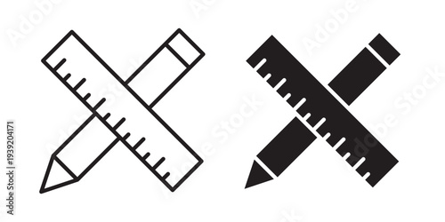 Pencil and ruler icon vector illustration designs pack. EPS10