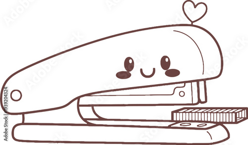 Cute stapler icon with smiling face vector