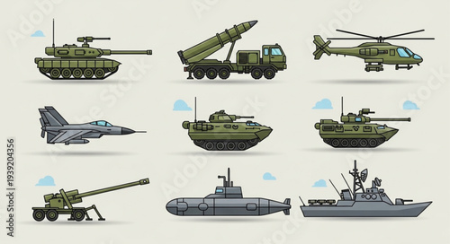 Collection of Military Vehicles and Aircraft.
