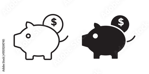 Piggy bank icon vector illustration designs pack. EPS10