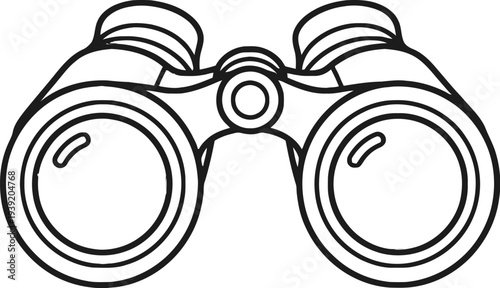 Vector binoculars icon, black and white illustration