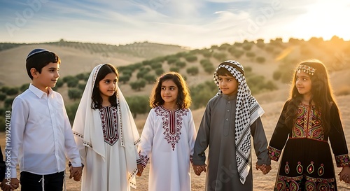 Children of Different Cultures Holding Hands for Peace