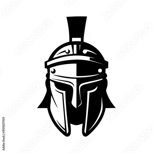 Logo casco de legionario romano. Icono con casco con penacho de guerrero romano 
