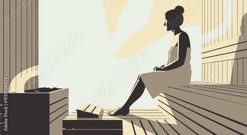 Woman sitting alone on wooden bench in contemplative mood.