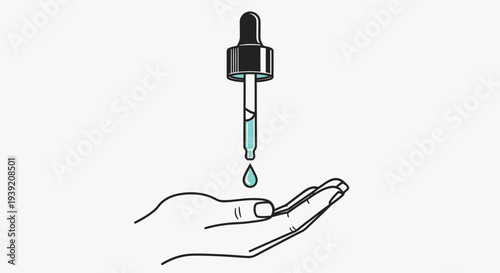Hand holding dropper with liquid medicine or serum.