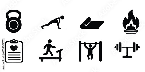 fitness, gym silhouette vector file