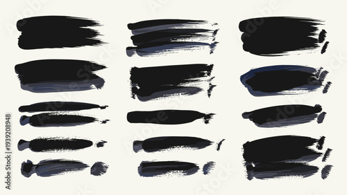 Expressive Ink Strokes Collection: Artistic Paintbrush Textures for Creative Designs, Grungy Brush Elements, Modern Hand-Painted Shapes, Abstract Acrylic Swatches, Vector Ink Washes