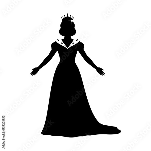 Silhouette of a Queen in a Ball Gown with a Crown.