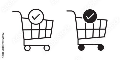 Shopping cart check icon vector illustration designs pack. EPS10