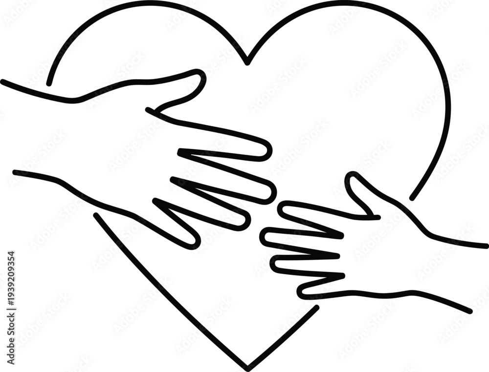 Obraz premium Interconnected hands forming a heart symbol