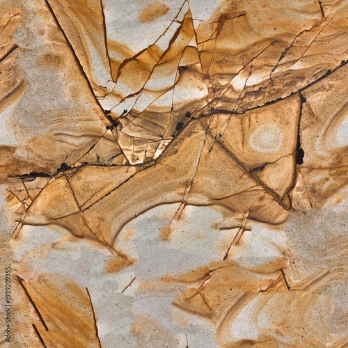 Closeup surface of brown granite pattern. Seamless square background, tile ready.