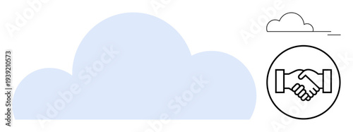 Cloud computing modern technology and teamwork. The handshake s collaboration and network building within the cloud computing domain. For digital systems, teamwork, business, tech