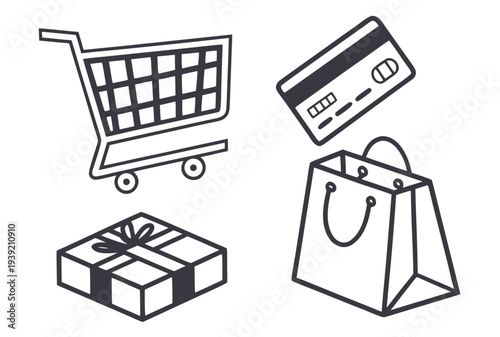 Online Shopping Ecommerce Icon Set  Flat Silhouett (2) SVG Vector Illustration