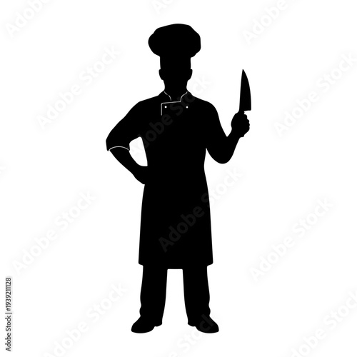 Silhouette of a Chef Holding a Knife.
