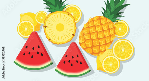 Fresh Fruit Arrangement with Watermelon and Pineapple.