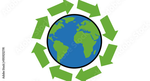 Globe with Arrows Indicating Rotation.