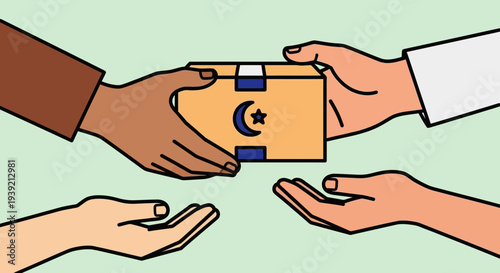 Hands Exchanging Envelope with Turkish Lira.