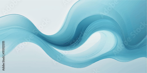 Abstract blue vector design featuring flowing waves and light curves that create a liquid motion texture for a modern technology wallpaper background