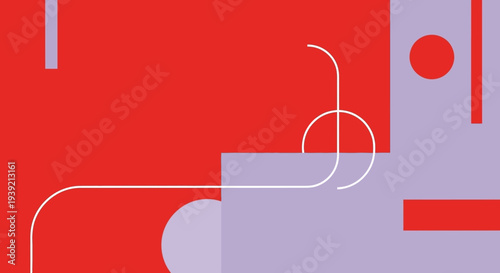 Abstract geometric shapes with white lines and red color scheme silhouette