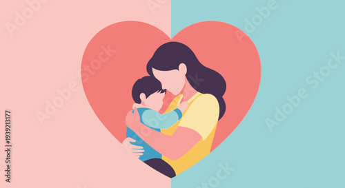 Mother Hugging Baby with Love and Care.