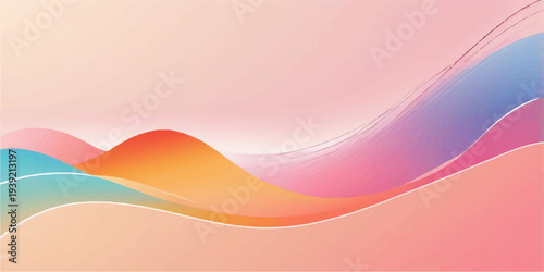 Abstract colorful vector background featuring orange and yellow wavy lines in a creative curve pattern for a summer sun concept illustration