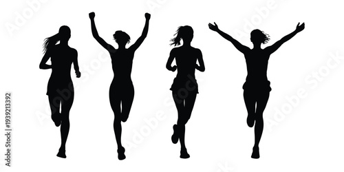 women, running silhouette vector file
