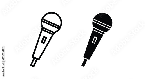 Two black microphones in differing styles a striking silhouette