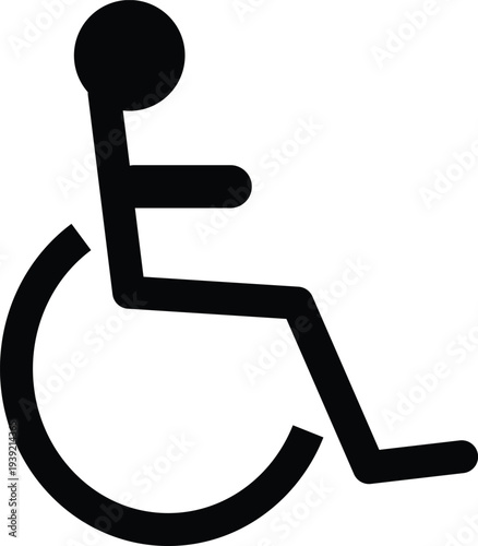 Vector illustration of a person in a wheelchair symbol for accessibility and disability awareness