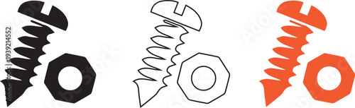Nut and a bolt icon silhouette vector on a white background