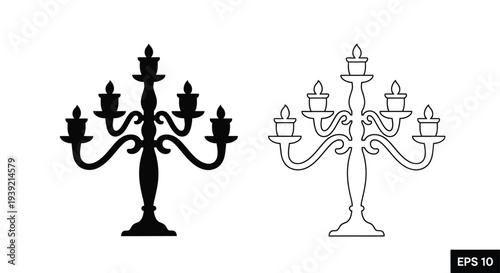 Elegant candelabras in contrasting styles a striking black silhouette