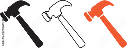 hammer icon vector silhouette, claw hammer tool vector illustration ,icon