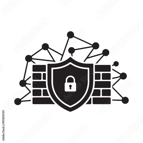 Cyber Security Shield Icon – Data Protection Network Security Technology Vector