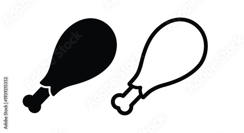 Simple black and white illustration of two chicken drumsticks