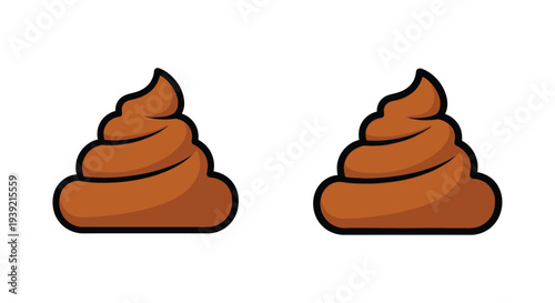 Two cartoon piles of poop with black outlines on a white background