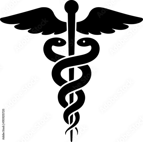 Caduceus Medical Symbol Icon Isolated on White
