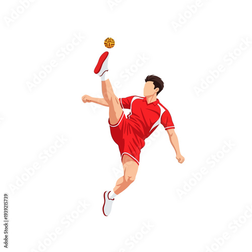 Sepak Takraw Player Jumping Kick Ball - Athletic Sport Action