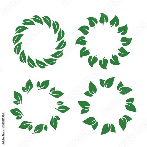 Set of green leaf icons. Leaves of trees and plants. Leaves icon. Collection green leaf. Elements design for natural, eco, bio, vegan labels. Vector
