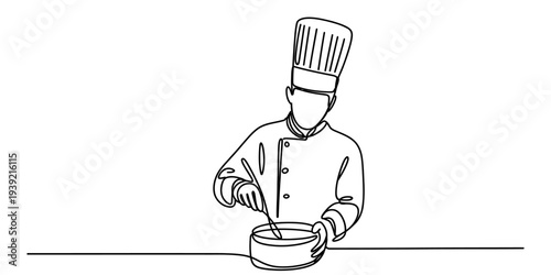 Professional Chef Mixing Food in Bowl