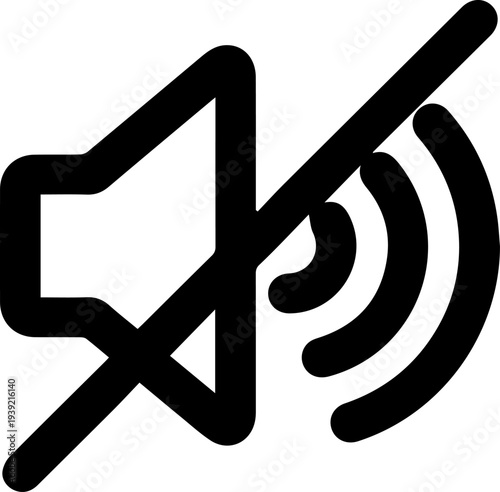 Mute Speaker Icon with Diagonal Slash Line for No Sound Concept